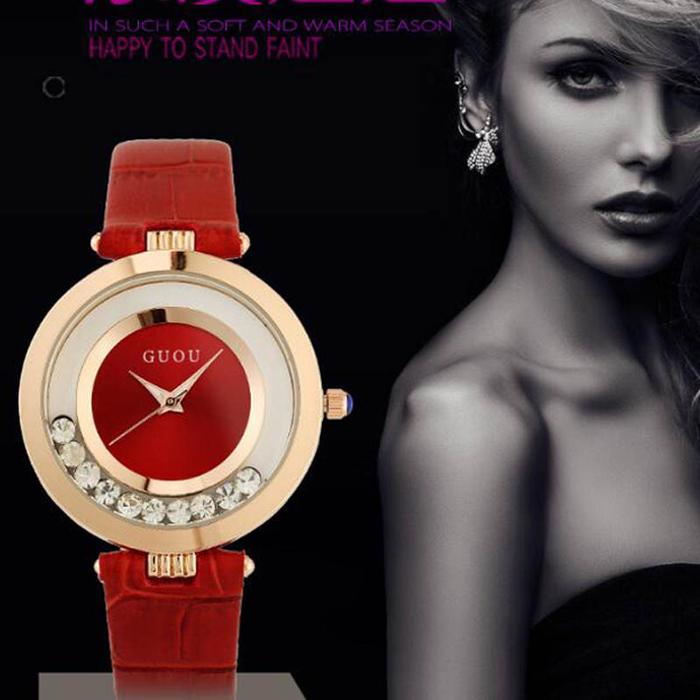 2018 Fashion GUOU Wrist Watch Luxury Glitter Diamond Ladies Women