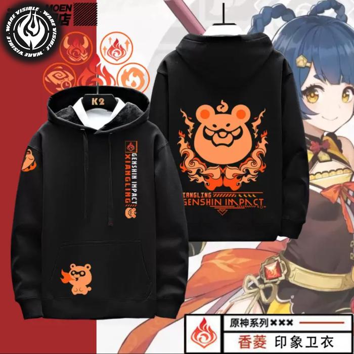WareVisible Jacket Hoodie Pullover GENSHIN IMPACT XIANLING Oversize Korean Style Unisex Jacket Fleec