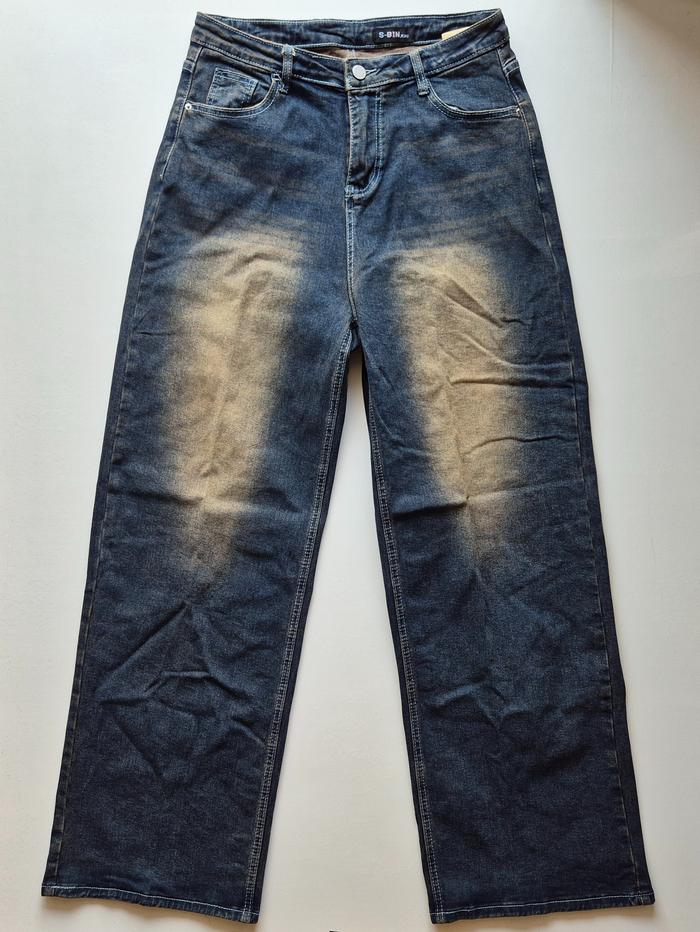S-BIN Y2K Vintage Faded Baggy Pants Celana Panjang Denim Gombrang Pria Size 30