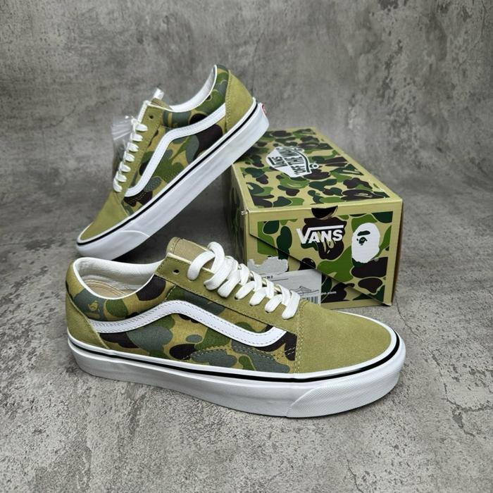 vans bape x old skool 36 dx green camo sneakers bnib