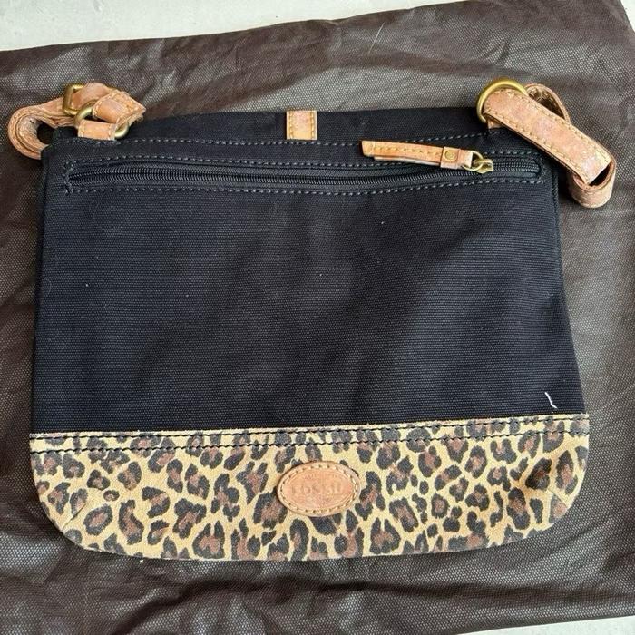Fossil Taylor Cheetah Canvas Leather Strap Tote Bag Original