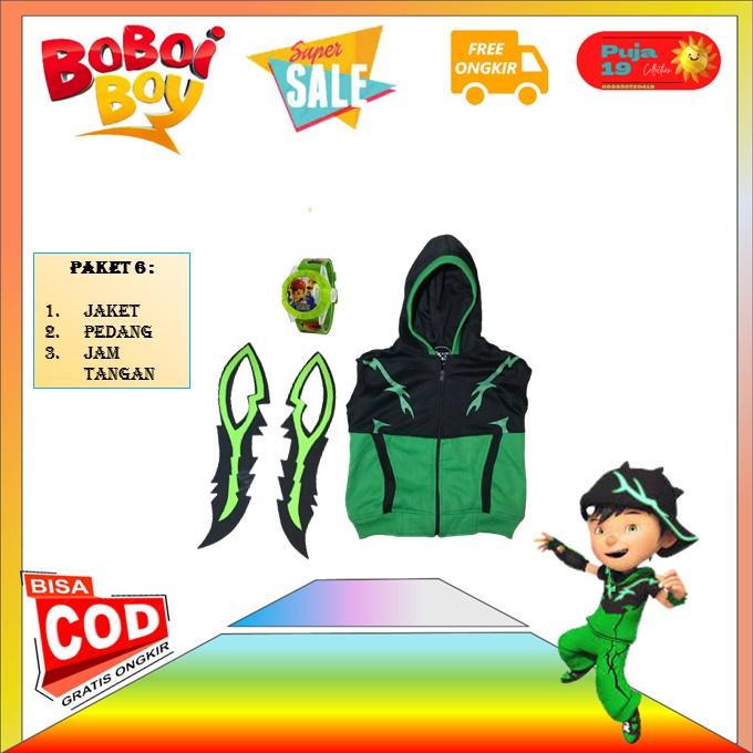 Termurah dan terbaik jaket boboiboy duri hijau baju boboiboy duri hijau kostum boboiboy hijau duri c