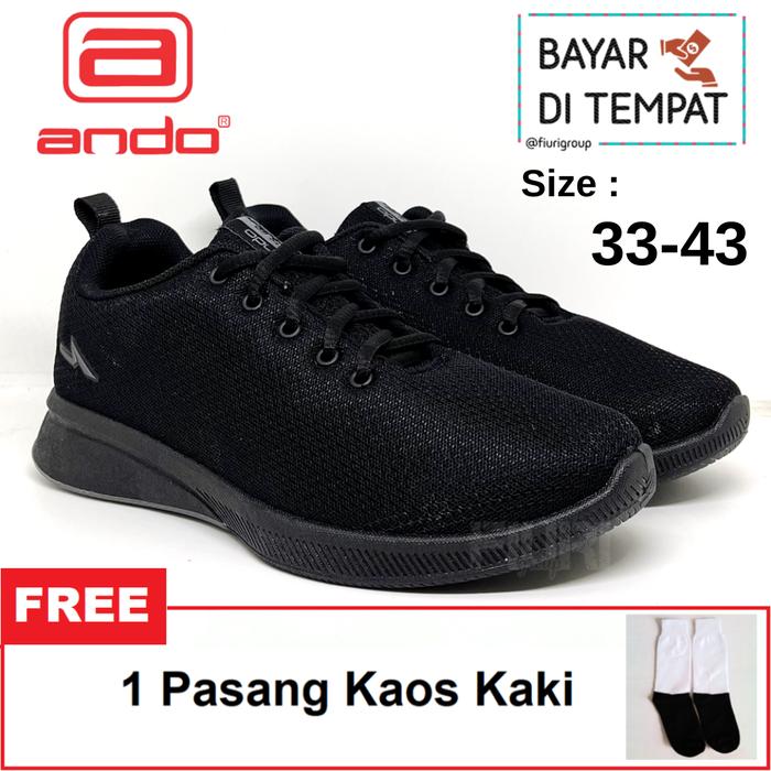 FIURI - ANDO ORIGINAL - EMILIA 33-43 FULL HITAM - SNEAKERS SPORT KANVAS SOL KARET ANAK PEREMPUAN - S