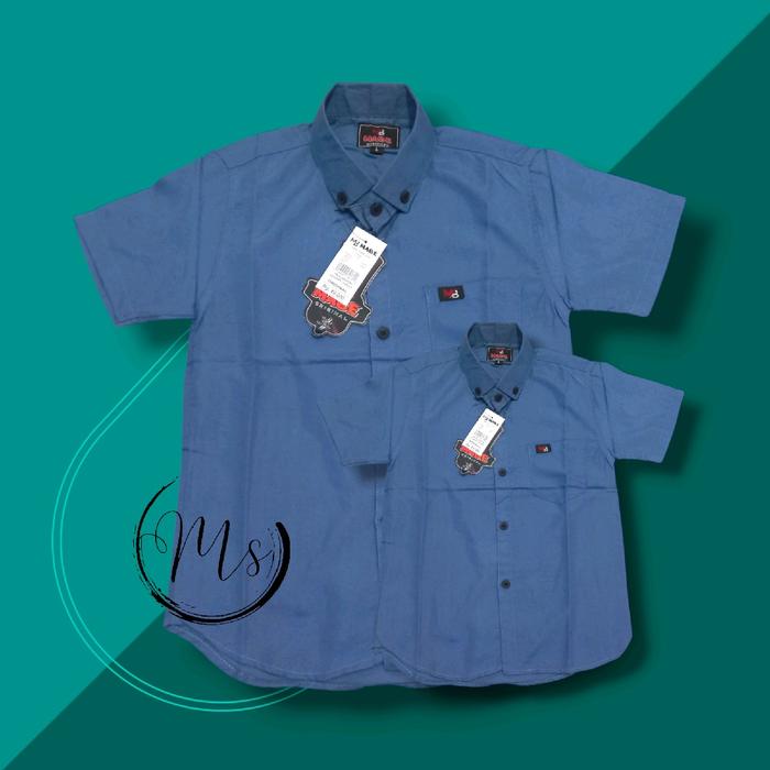 Kemeja Couple Ayah dan Anak Lengan Pendek Warna Denim Katun Premium - Nyaman, Ungu, Biru, Panjang, S