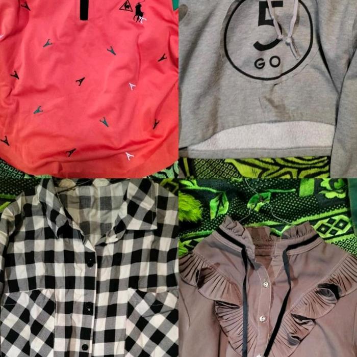priloved baju wanita ada Atasan,celana, rok,kaos,baju sekolah, terudung dan banyak lainnya harga mul