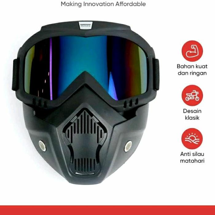 Original TaffSPORT BOLLFO Kacamata Motor Cross GM Retro Anti Glare Windproof