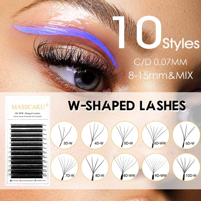 MASSCAKU 3D 6D 8D W Shape Lashes Global Wholesale Eyelash Clusters Easy Fan Volume Wispy Fake Lash P