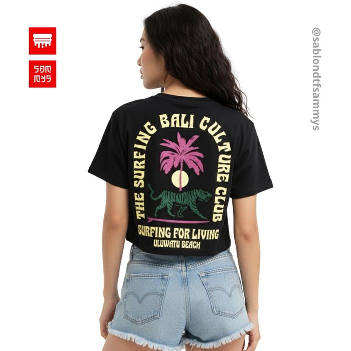 Kaos Croptop Uluwatu Beach Culture Club SAMMYS Cotton Combed 24s Kualitas Distro One Size