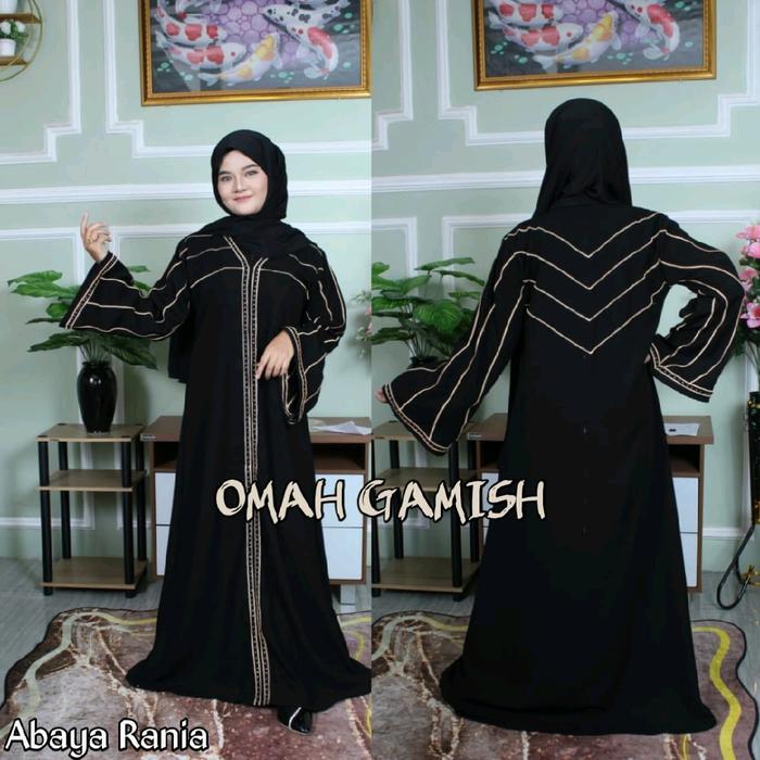 RANIA ABAYA bordir depan belakang jetblack Tangan Ngomprang by anugerah berkah abaya