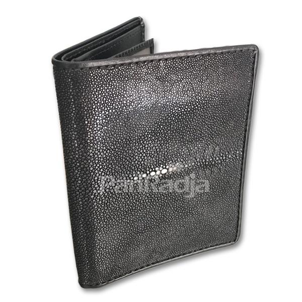 Pariradja Dompet Pria Kulit Ikan Pari Asli Model Berdiri Polish Hitam | Dompet Kulit Pari