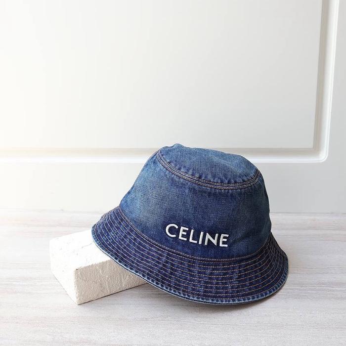 Celine logo denim bucket hat