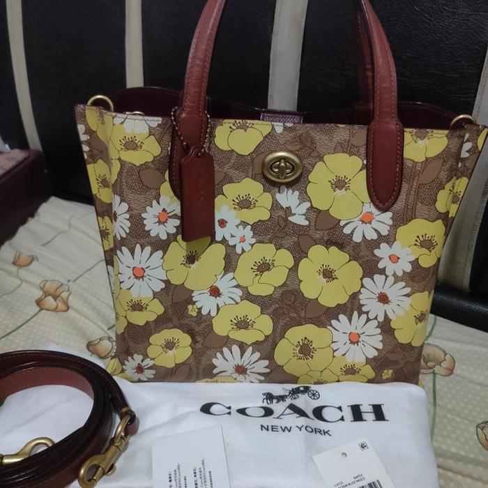 Coach bucket flower Tan rust tanpa dB ori