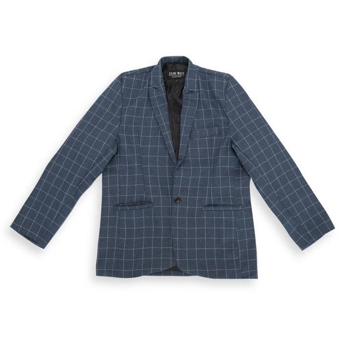 Terbaru 8124 Blazer Pria F Blazer Tartan Soft Navy
