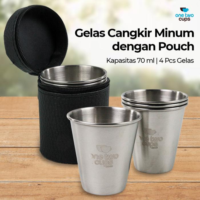 Gelas Cangkir Minum Camping Cup Stainless Steel 70ml 4PCS - HG189