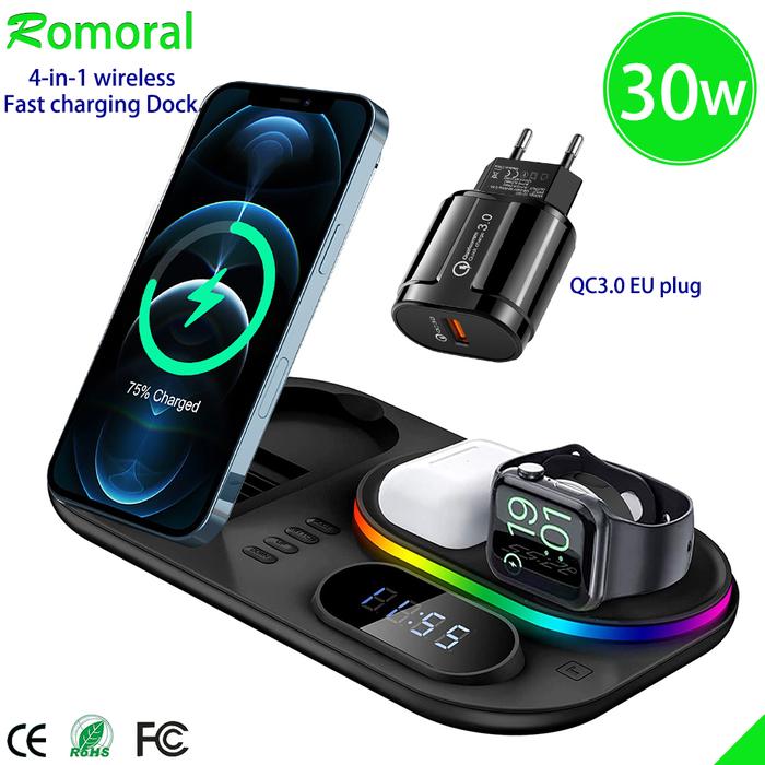 Wireless Charger For iPhone 13 12 11 Pro 4 in 1 Qi Wireless Charging