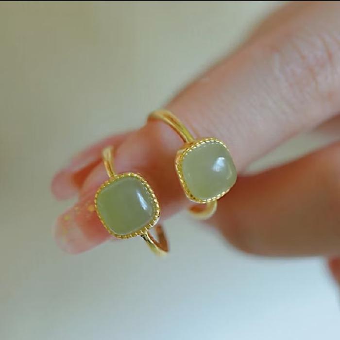 CINCIN WANITA BATU HIJAU BAHAN EMAS PASIR VIETNAM ANTI LUNTUR