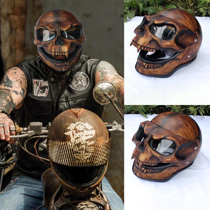 Masker helm tengkorak Necromancer masker/helm tengkorak kepala penuh
