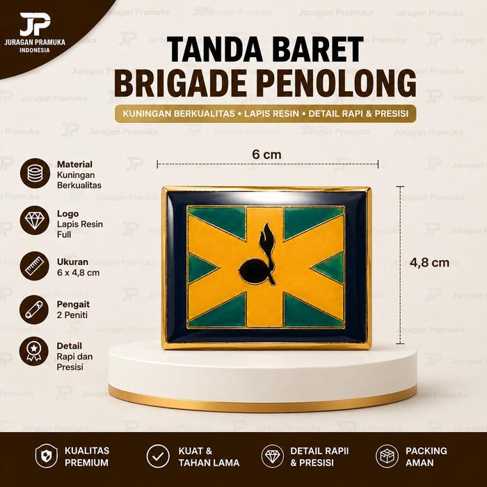 Tanda Baret Brigade Penolong | Emblem Baret Brigade Penolong Kuningan Premium Berkualitas