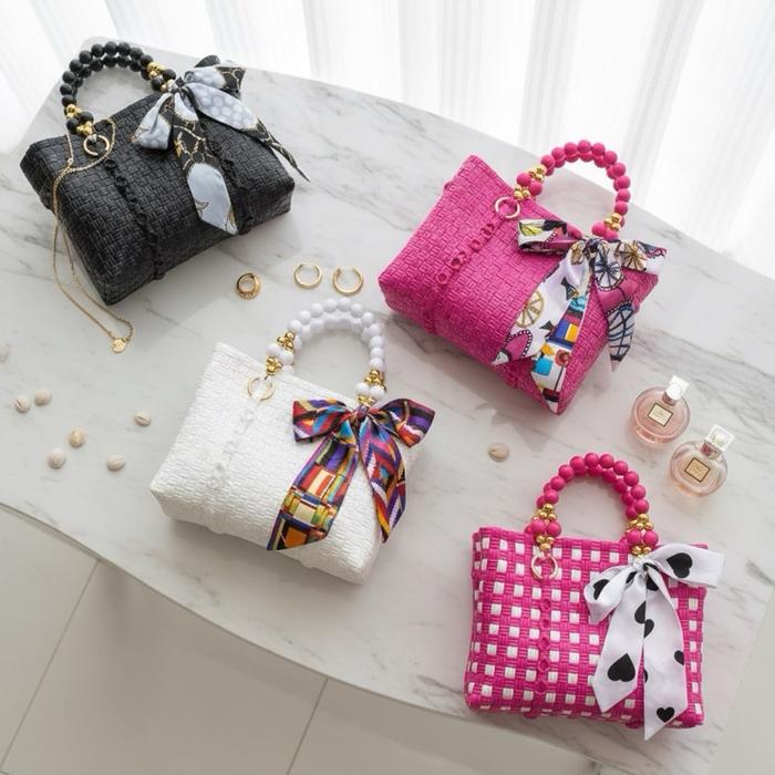Bellbell_id ROSE Bag Tas Dengan Furing dan Resleting Wanita Handle Mutiara Ukuran 17x20x10cm Gratis 