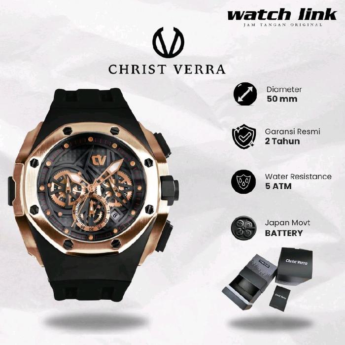 Jam Tangan Pria Christ Verra cv c71097G-38 Original Garansi Resmi Kaca Watches