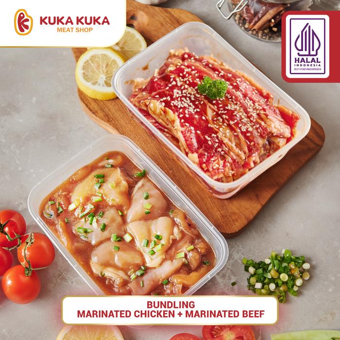 Promo Bundling Daging Berbumbu / Daging Marinasi 1 Ayam & 1 Beef 500gram Beef Slice