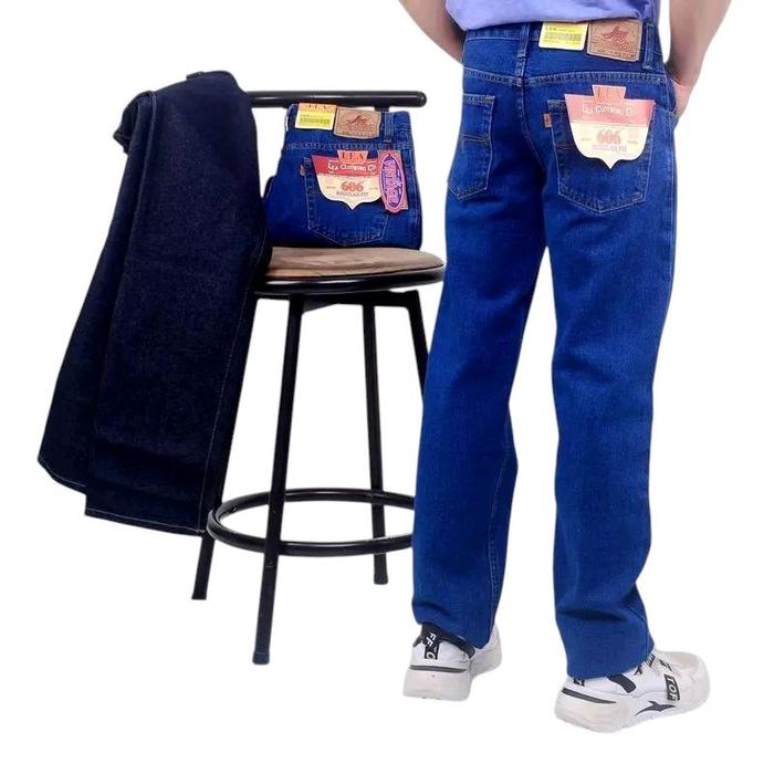LEA Celana Jeans Pria Premium 28-38 Bahan Denim Tebal Halus Model Reguler Kantong Tempel Kualitas Te
