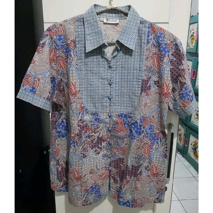 Preloved - Kemeja batik lengan pendek formal untuk wanita merk Batik Keris