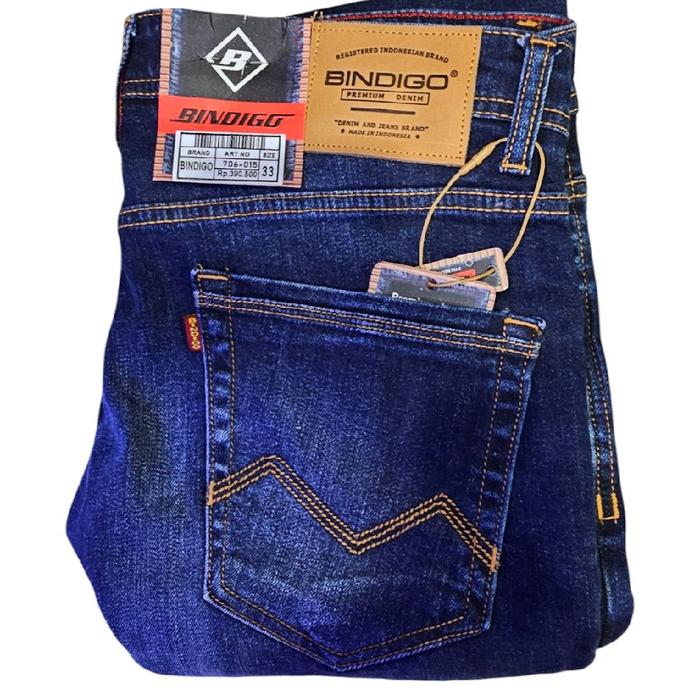 CELANA PANJANG KARET SLIMFIT BINDIGO Pria Cowok Jeans Distro