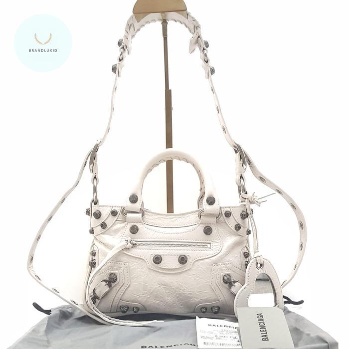 BALENCIAGA NEO CAGOLE SMALL TOTE TOP HANDLE LEATHER SHW POWDER PINK WHITE