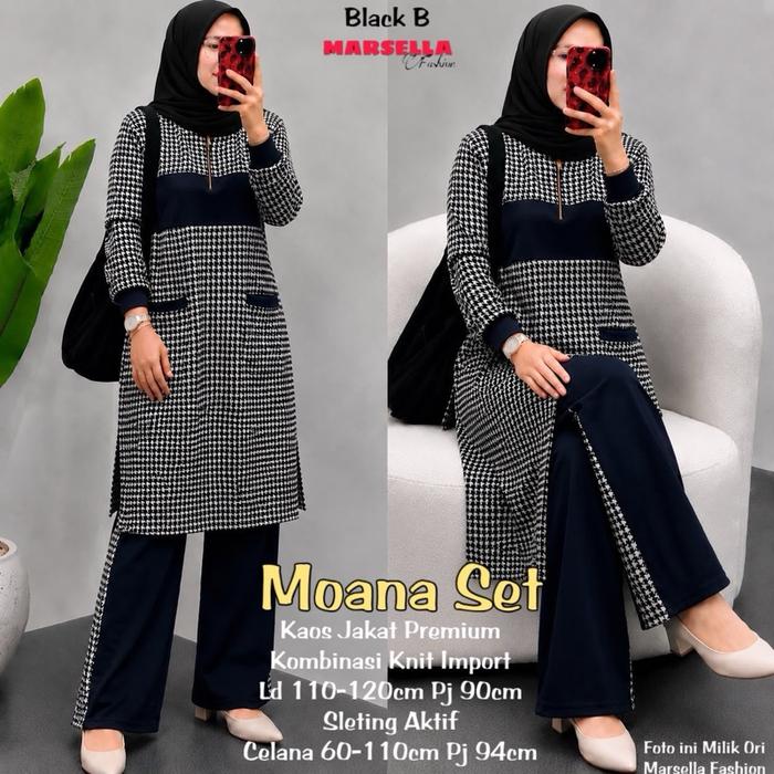 Moana set by Marsella setelan long tunik bawahan kulot bahan knit