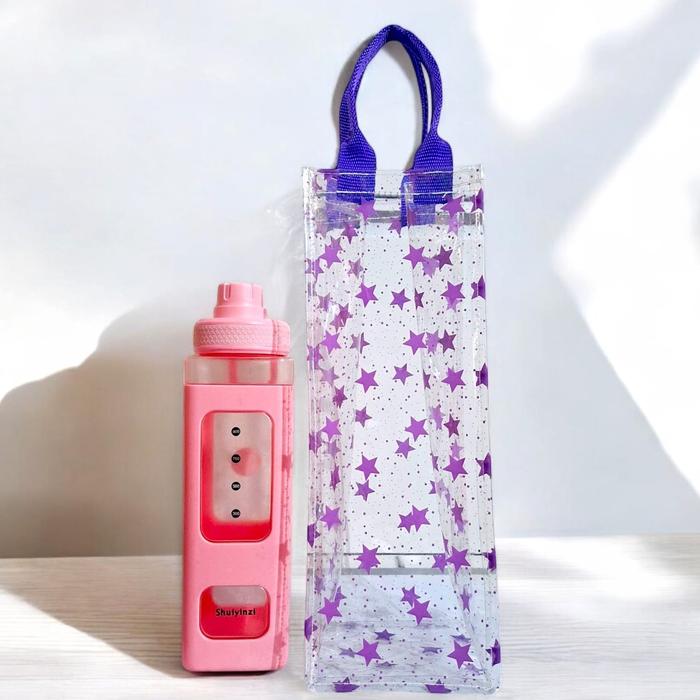 Tas Mika Botol Tebal 0.3 Tas Mika Tumbler Motif Bintang Ungu Goodie Bag