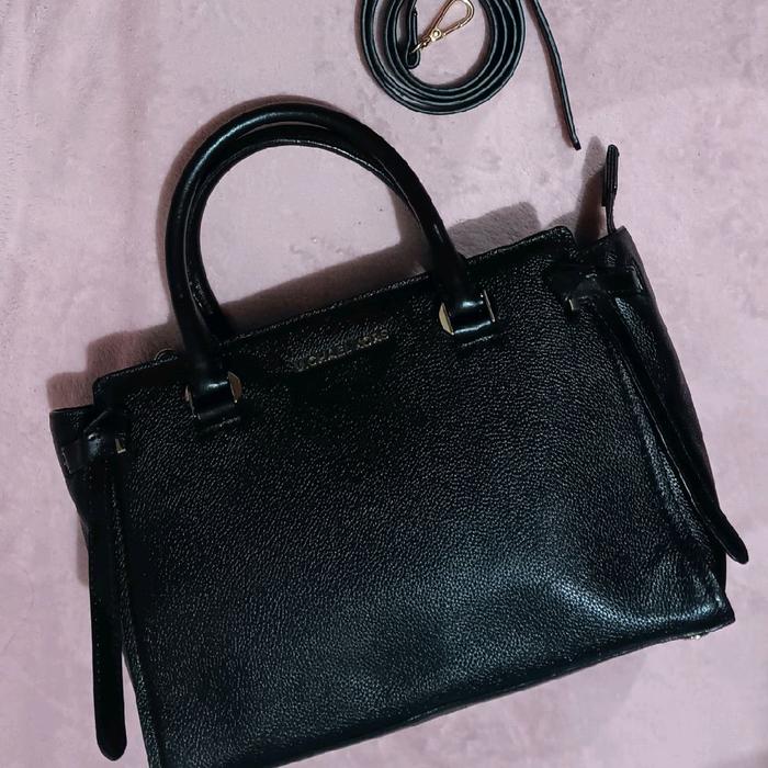 Preloved Meikel k ors Kessi Satchel Messenger Bag In BLACK Leather