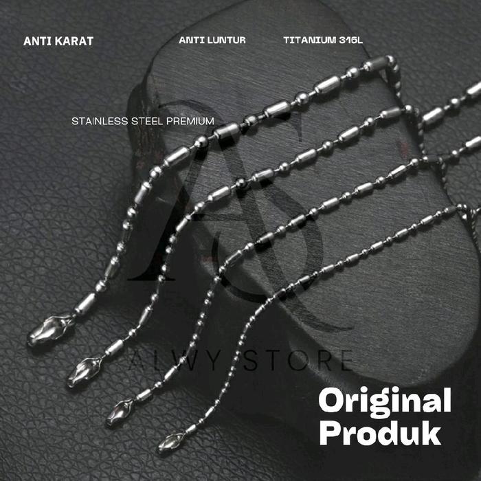 Kalung Titanium Rantai Pria Wanita Cowok Cewek Keren Perak Silver