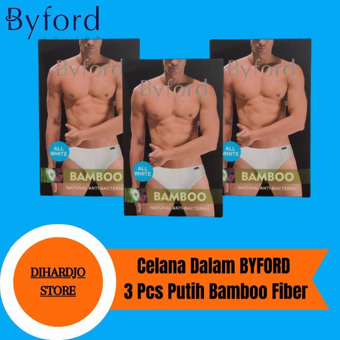 BYFORD Celana Dalam Pria Putih Isi 3 Pcs All White Bamboo Fiber