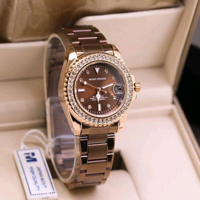 jam tangan wanita Seven Minute M777 original rantai tanggal aktif  DM3.5cm +box +kartu