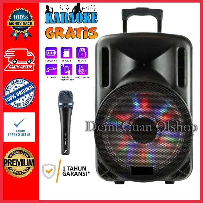 Speaker Bluetooth Karaoke Extra Bass Free Mic Kimiso Salon Aktif Pollytron Jumbo