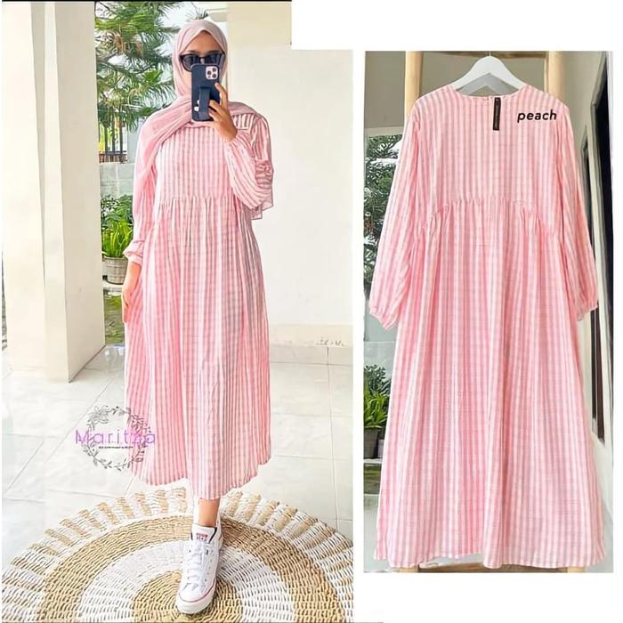 Amelia Long Tunik Bahan Kain Katun Kotak Oversize Tunik Wanita Korean Style Tunik Wanita Terbaru Kek
