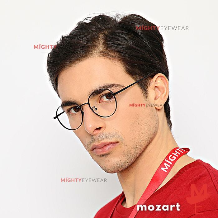 Kacamata Photochromic Antiradiasi - Mozart Bulat Kecil Besi Hitam Pria