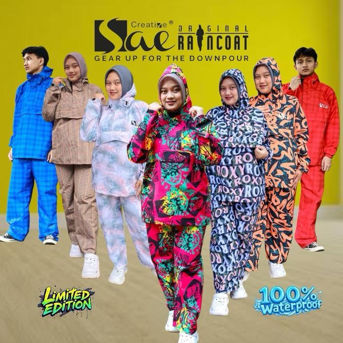 Jas hujan Kangguru SAE/Jas hujan corak pria wanita dewasa,bahan taslan balon import waterproof Pvc O