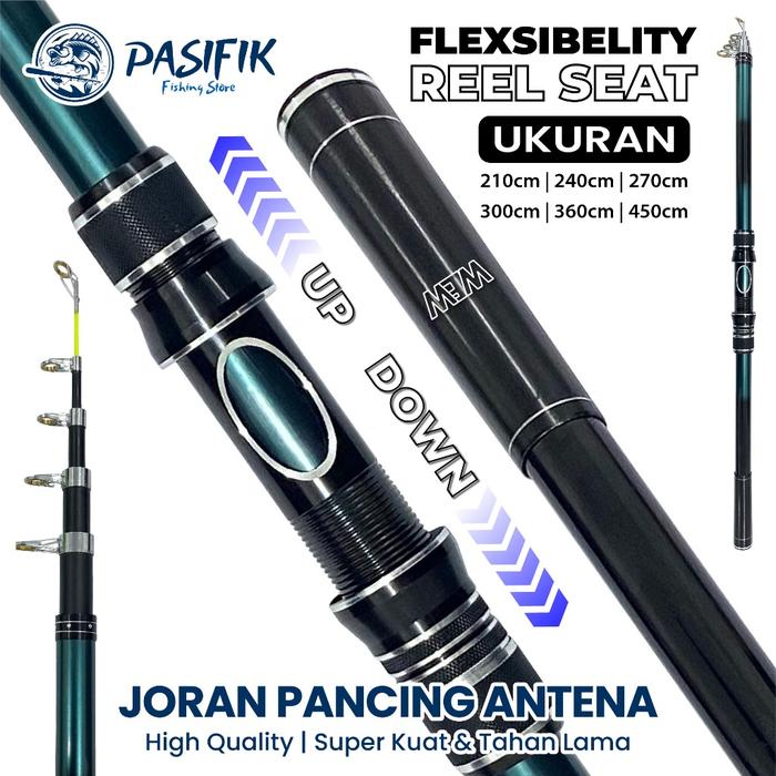 Joran Laut Antena Telescopic Joran Pancing Portable High Carbon Real Seat Metal Teleskopik Kuat