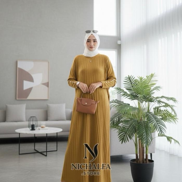 GABY MIDI / DRESS MIDI BAHAN KAOS KNIT BEST SELLER / GAMIS KNIT IMPORT PREMIUM outfit kondangan Mewa