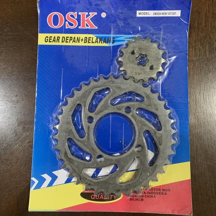 OSK SMASH NEW GEAR PAKET DEPAN BELAKANG GIR SET 14T 36T MOTOR OLD LAMA