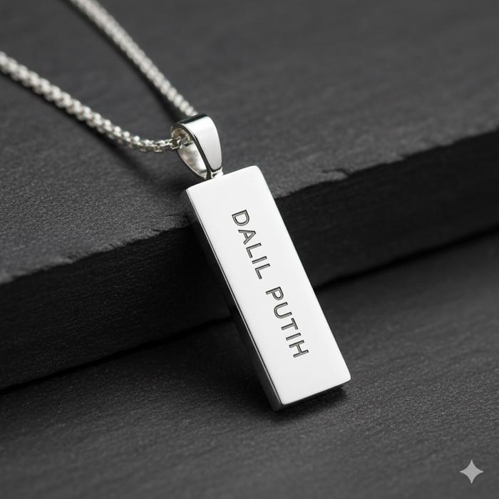 Promo AKSESORIS KALUNG LIONTIN DALLIL PUTIH PUTIH ELEGAN PRIA DAN WANITA TITANIUM STAINLESS