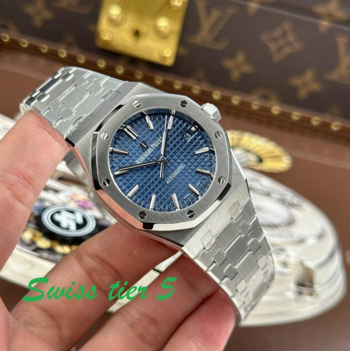 Tier 5 Jam tanganAudemarsPiguet Royal Oak 15450 Watches Blue Dial Automatic Movement ZF Factory