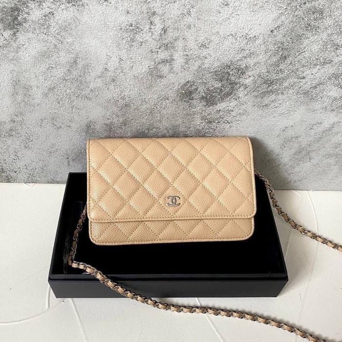 CHANEL WALLET ON CHAIN WOC NUDE BEIGE CAVIAR SHW