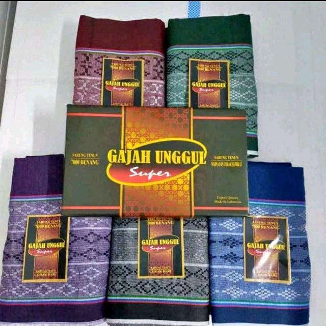 Gajah Unggul Super ISI 10 PCS Sarung Tenun Gajah Unggul Benang 7000 Motif Dobby dan Atlasan Berkuali