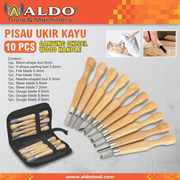 PISAU UKIR KAYU / ALAT PAHAT KAYU 10 PCS MERK ALDO