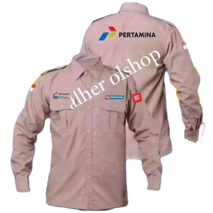 ready stok bordir kemeja Pertamina baju kerja Pertamina seragam kerja Pertamina kemeja Pertamina baj