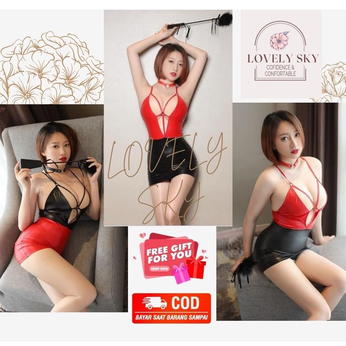 PREMIUM Lingerie Sexy PU Leather Dada Terbuka lingerie