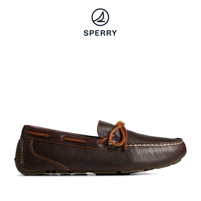 sepatu loafers pria sperry top sider eye driver casuals brown